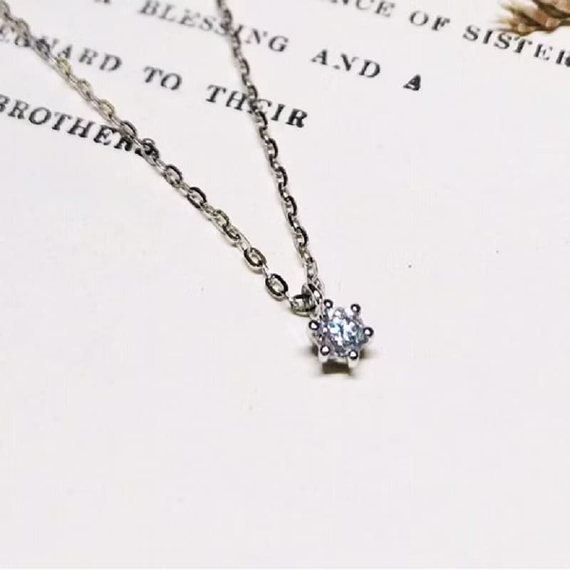 【 Moriarty Jewelry 】經典六爪 - 小鑽 - 14K 白K金 單鑽項鍊