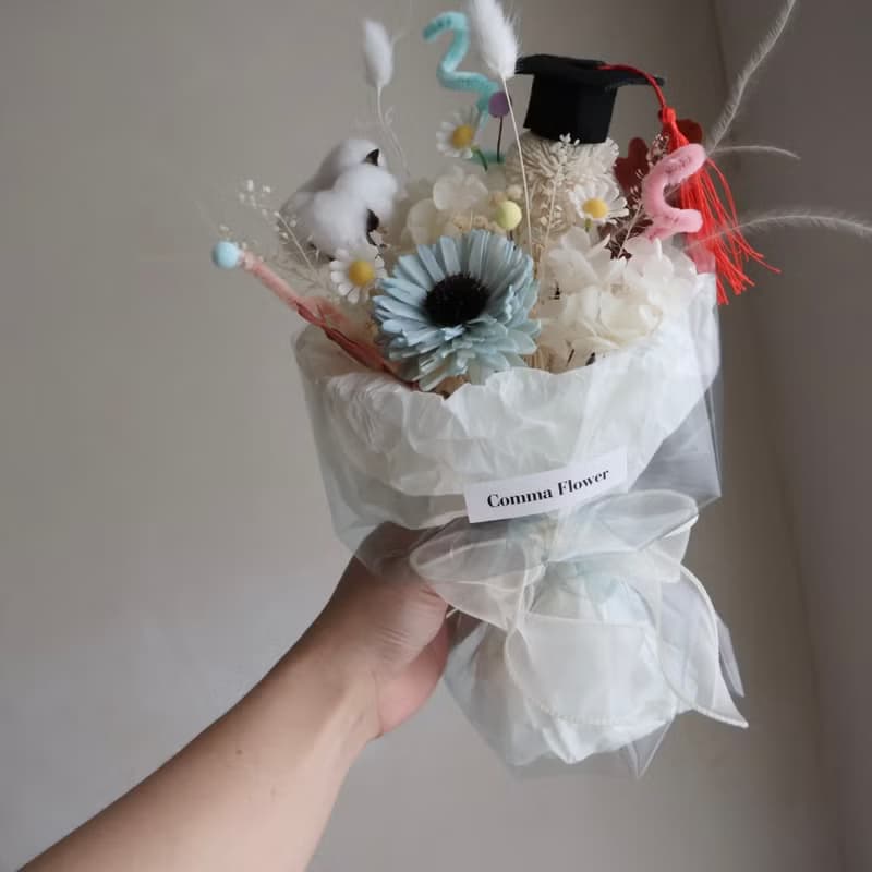 青春扭棒藍太陽花花束 向日葵 生日  畢業禮物 老師禮物