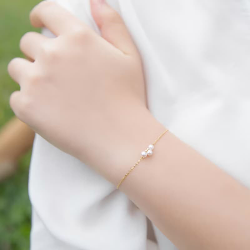 白日夢 - 珍珠鑲鑽手鍊(可調式)