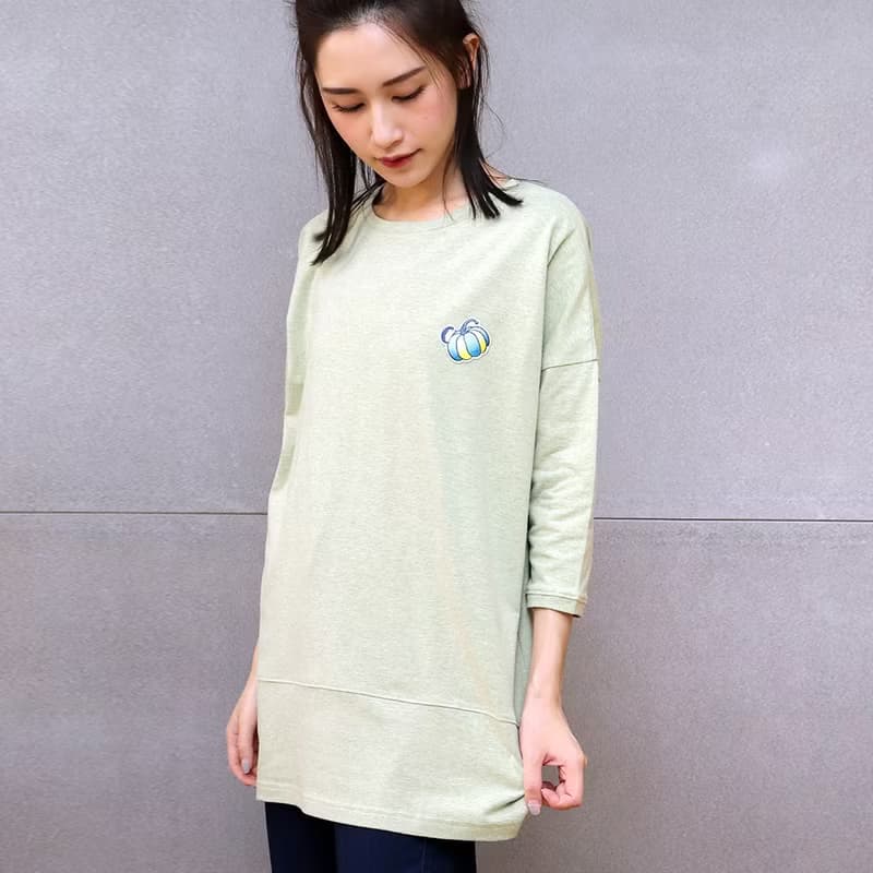 MIT有機棉刺繡上衣居家服-綠