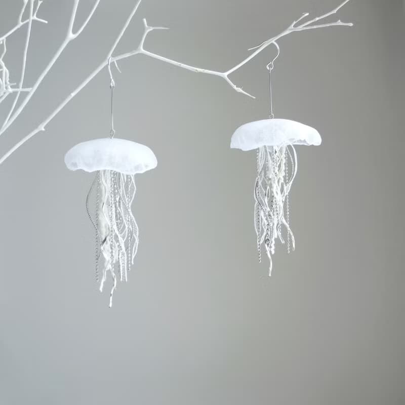 水母耳環 (小)  (白 / 單耳用) 1pc