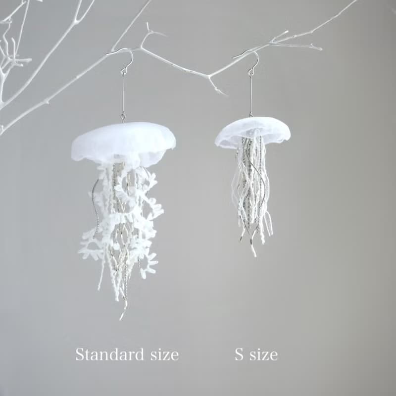 水母耳環 (小)  (白 / 單耳用) 1pc