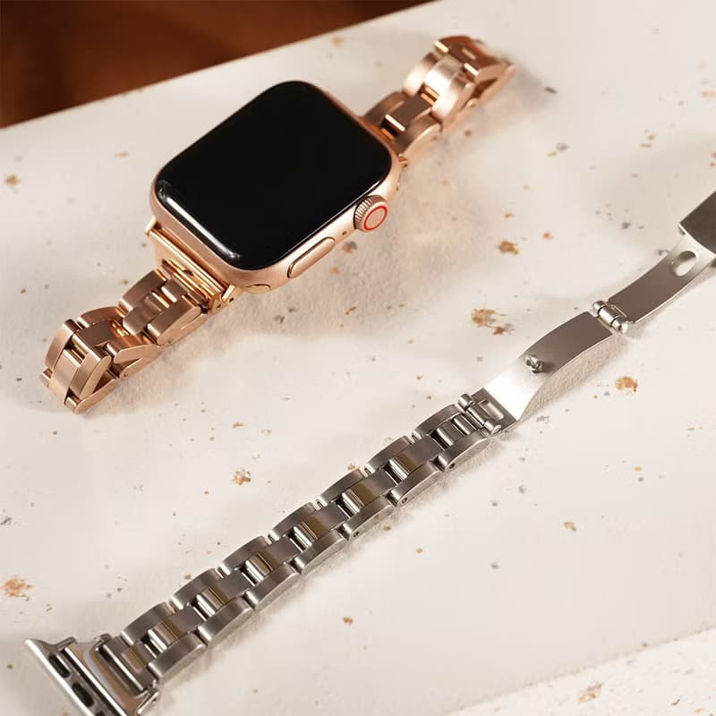 Apple watch - 亮面不銹鋼三珠(縮腰)蘋果錶帶