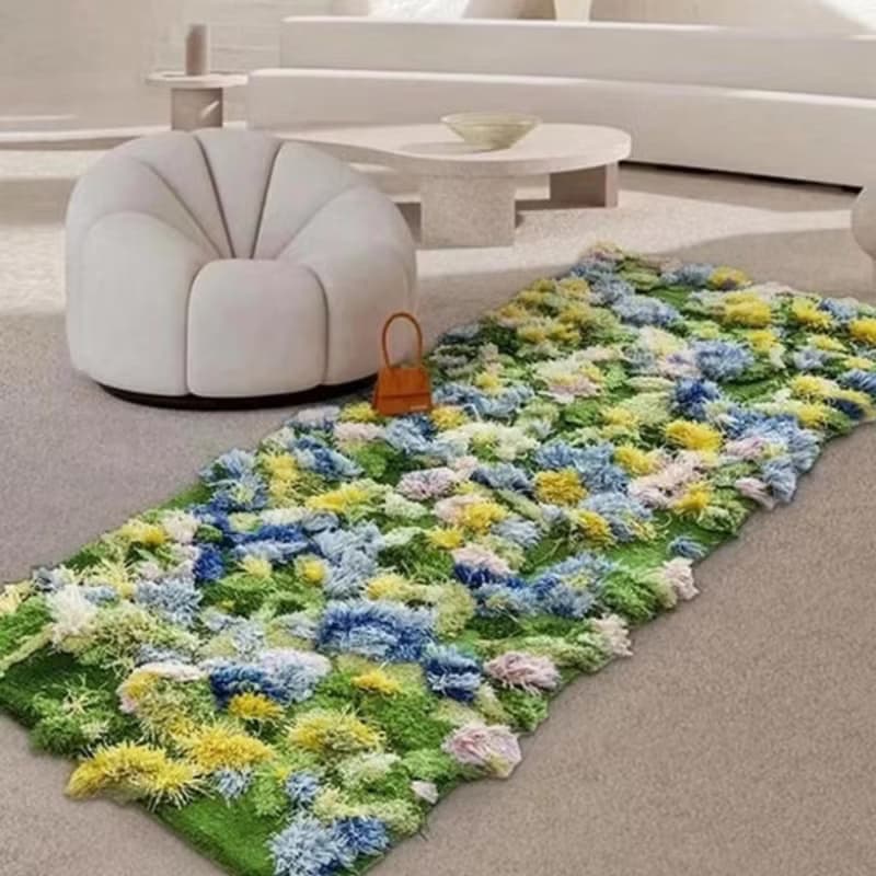 北歐風 手作 紐西蘭羊毛地毯 綠色森林 客廳臥室 床邊墊 家居裝飾