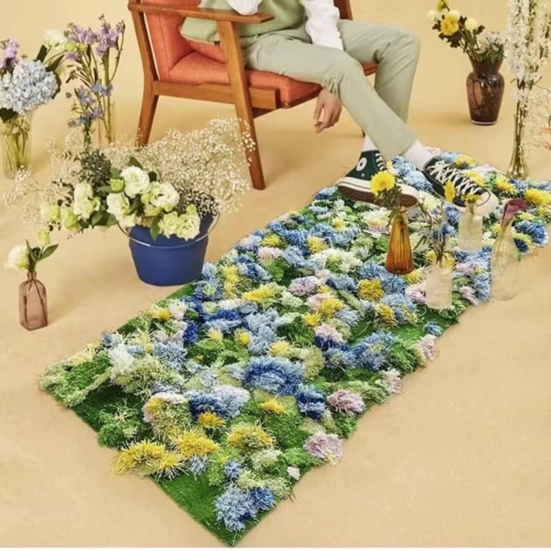 北歐風 手作 紐西蘭羊毛地毯 綠色森林 客廳臥室 床邊墊 家居裝飾