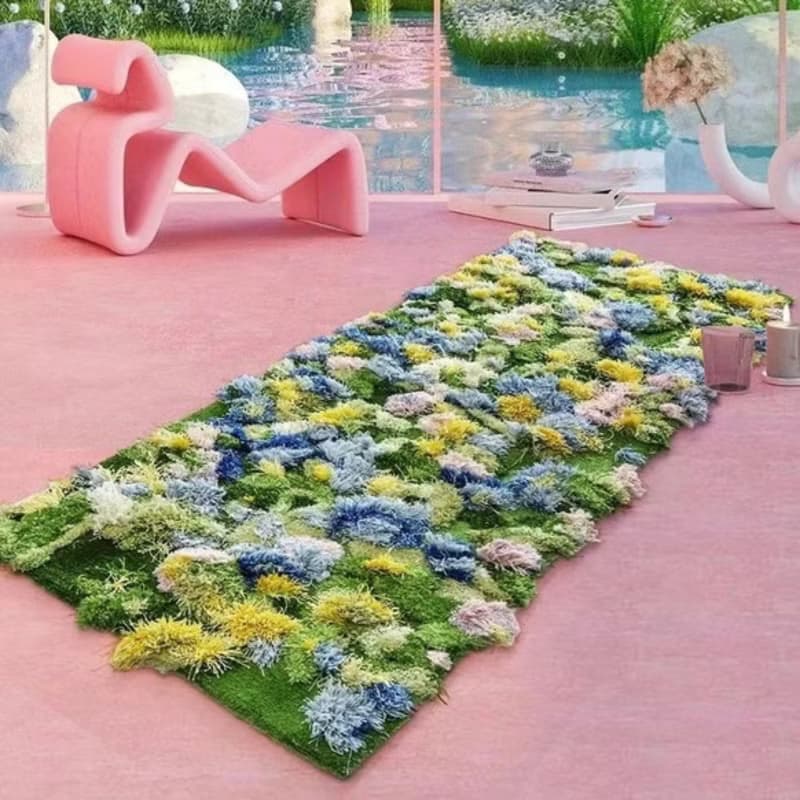 北歐風 手作 紐西蘭羊毛地毯 綠色森林 客廳臥室 床邊墊 家居裝飾