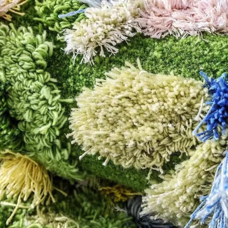 北歐風 手作 紐西蘭羊毛地毯 綠色森林 客廳臥室 床邊墊 家居裝飾