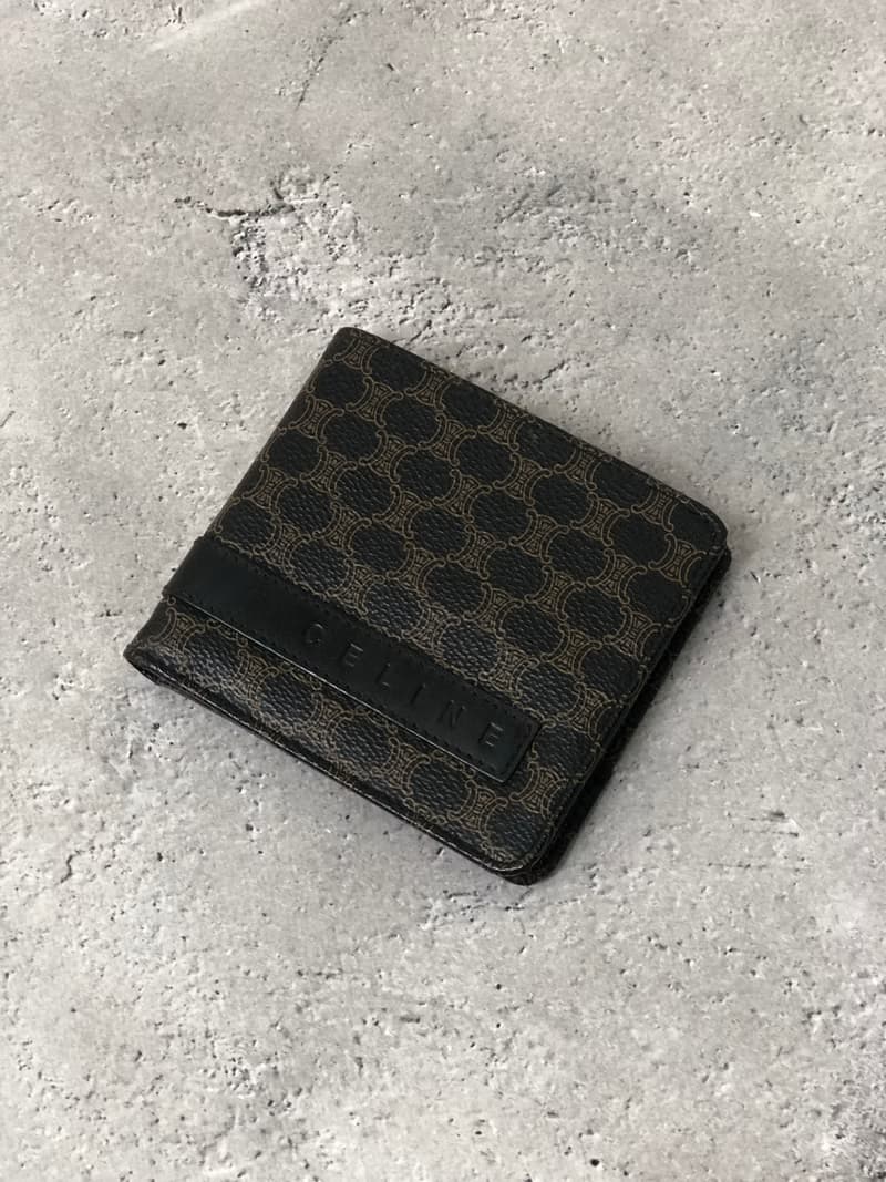 【 日本直送　名牌中古包 】CELINE セリーヌ マカダム 財布 ブラック ロゴ PVCレザー 二つ折り財布 vintage ヴィンテージ  57nfmr
