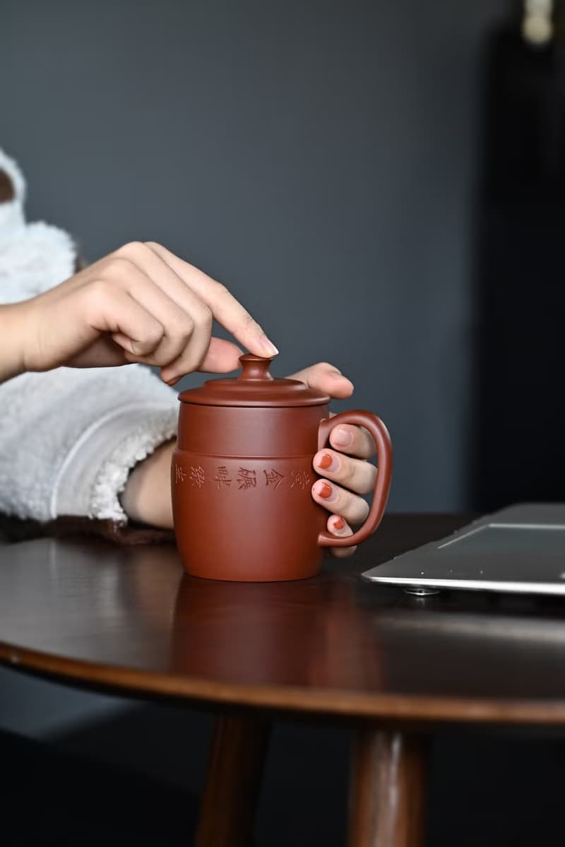 送禮紫砂壺茶壺梵匠  柱础杯 底槽青紫砂盖杯 宜兴原矿紫砂壶紫砂