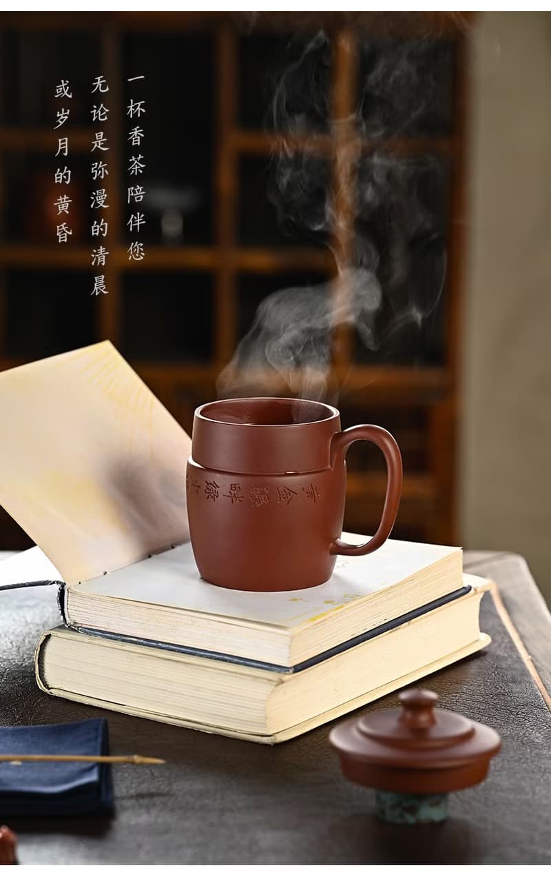 送禮紫砂壺茶壺梵匠  柱础杯 底槽青紫砂盖杯 宜兴原矿紫砂壶紫砂
