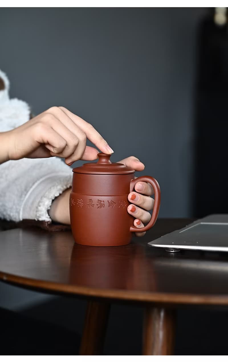 送禮紫砂壺茶壺梵匠  柱础杯 底槽青紫砂盖杯 宜兴原矿紫砂壶紫砂