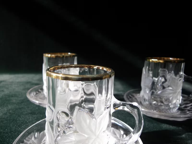 【老時光 OLD-TIME】早期日本製玻璃咖啡杯組(一杯一盤為一組)