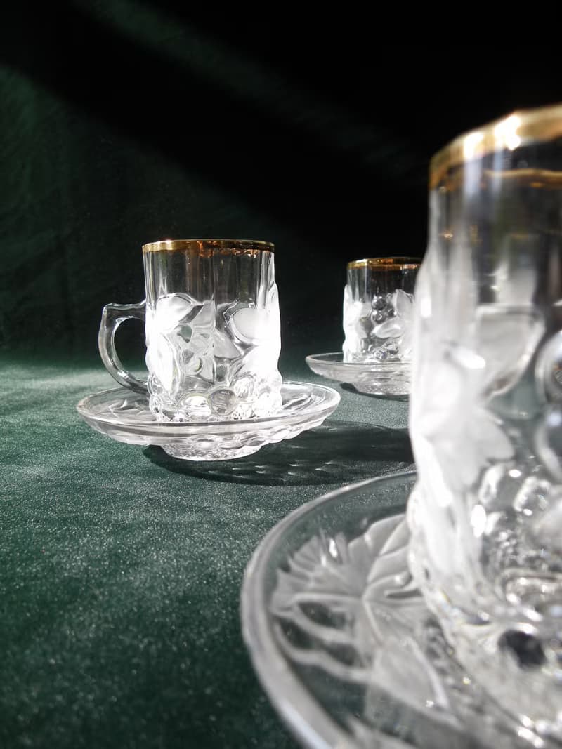 【老時光 OLD-TIME】早期日本製玻璃咖啡杯組(一杯一盤為一組)