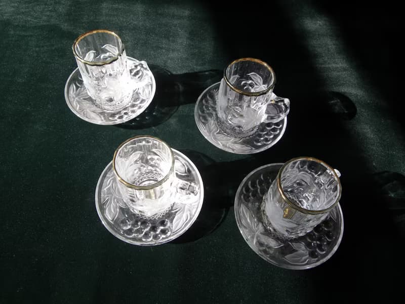 【老時光 OLD-TIME】早期日本製玻璃咖啡杯組(一杯一盤為一組)