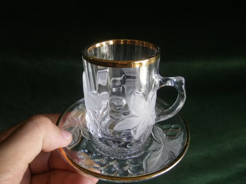 【老時光 OLD-TIME】早期日本製玻璃咖啡杯組(一杯一盤為一組)