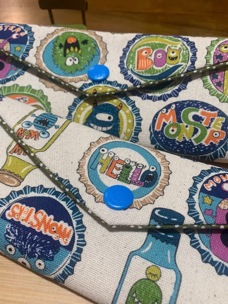 文青風環保純棉筷袋 ~ 有怪獸 質樸原麻 日本 潮物 收納 手作餐具