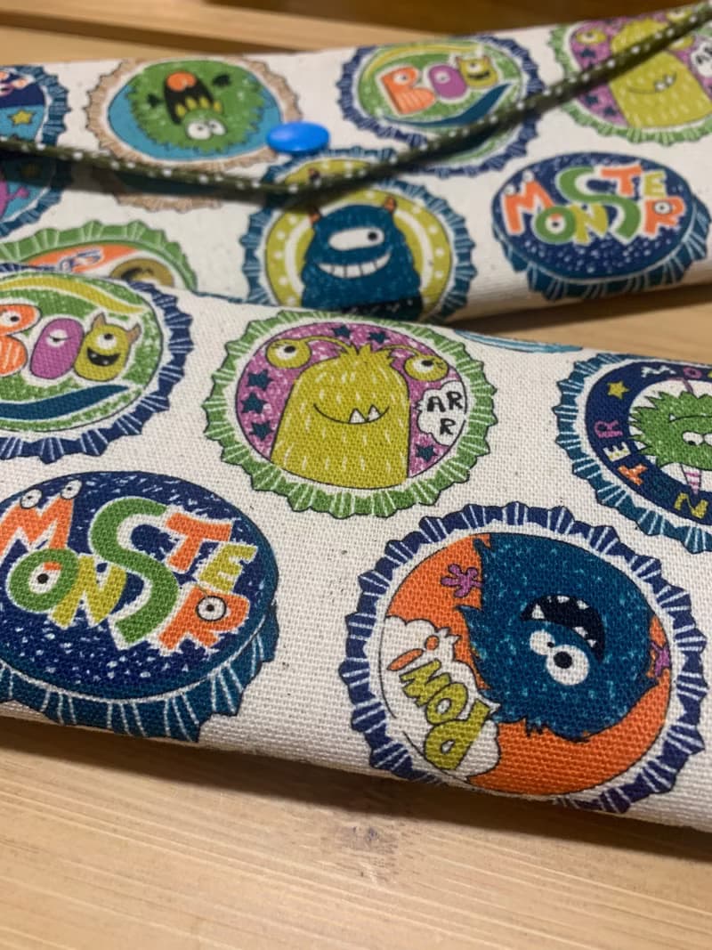 文青風環保純棉筷袋 ~ 有怪獸 質樸原麻 日本 潮物 收納 手作餐具