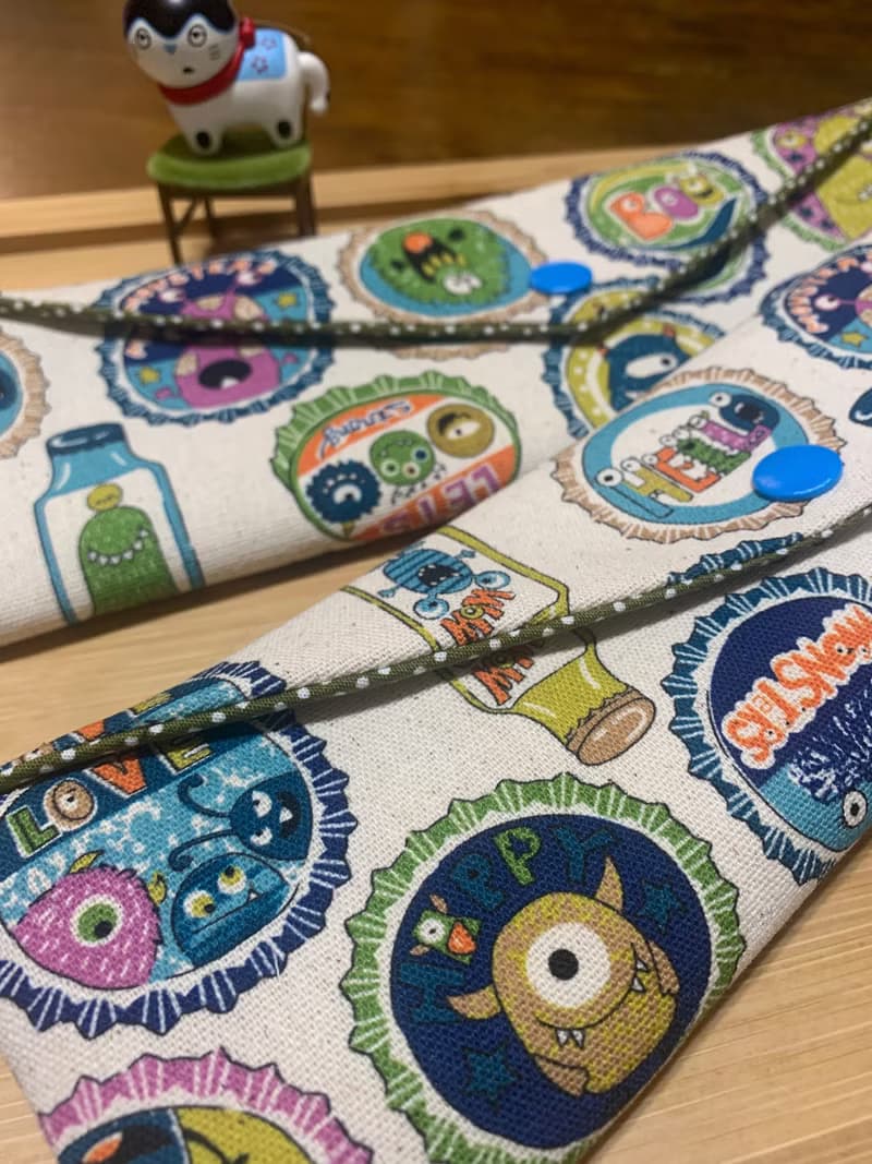 文青風環保純棉筷袋 ~ 有怪獸 質樸原麻 日本 潮物 收納 手作餐具