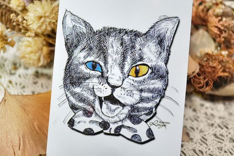 傲嬌貓─手繪日製動物療癒防水貼紙/小卡片/行李箱/筆電