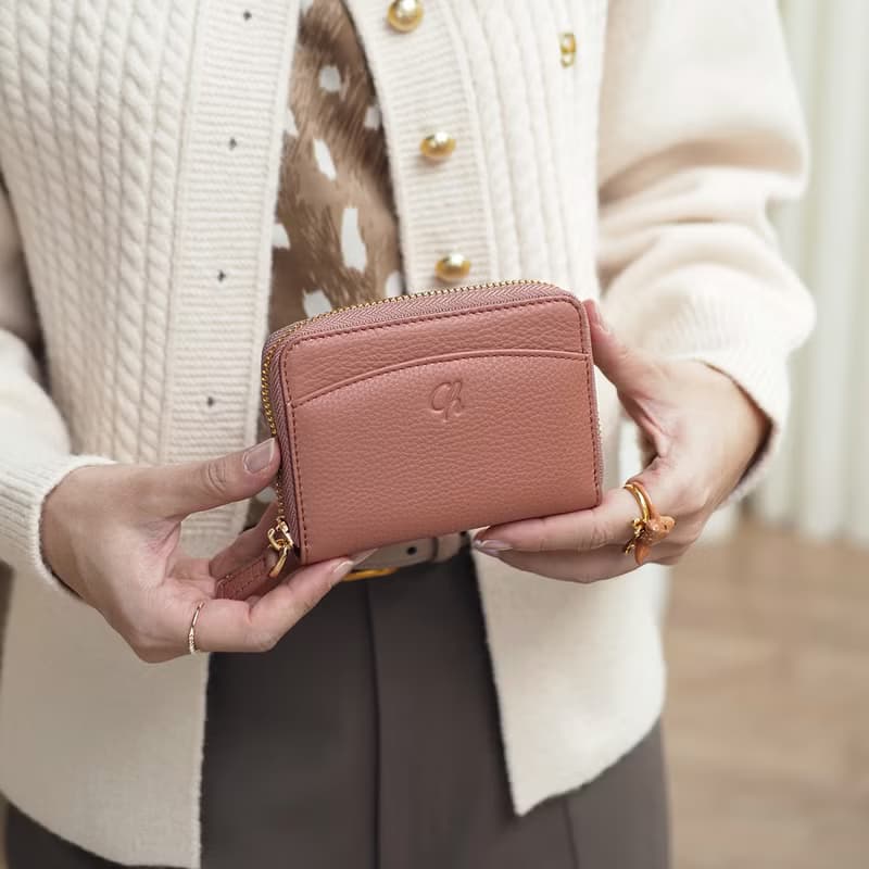 Penni (Tearose) : Zip wallet, Short wallet, Leather, nude pink, mini wallet