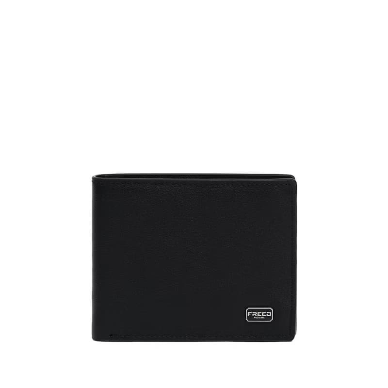 【FREED】紳士極潤頭層納帕(Nappa)真皮短夾-黑色 父親節 七夕