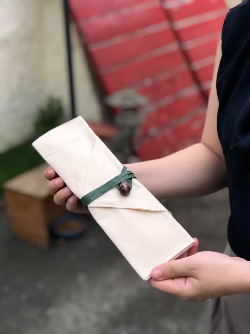 Weimom s微茫布創 - 粗胚布屋形布捲 - 筆袋、筷套、環保餐具袋