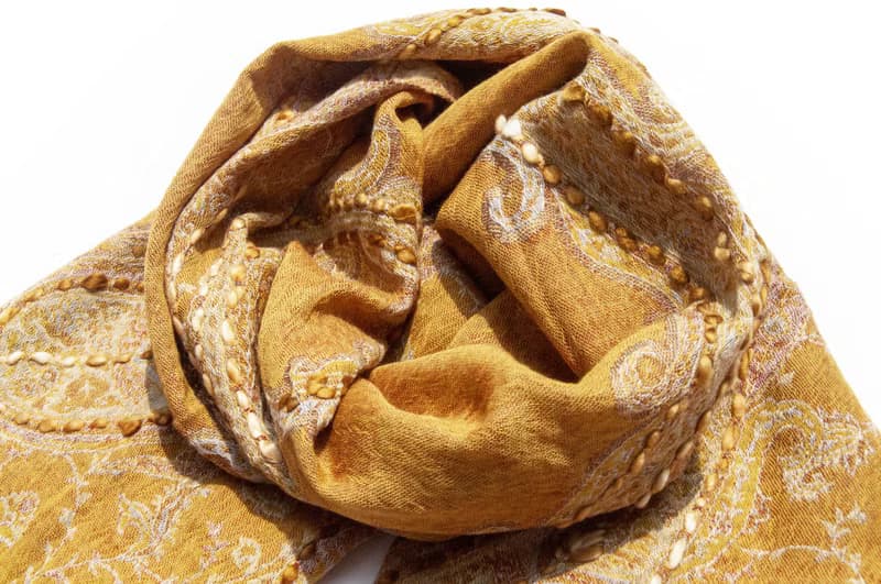 喀什米爾Cashmere/水煮羊毛披肩/針織圍巾/刺繡圍巾/羊絨披巾-花