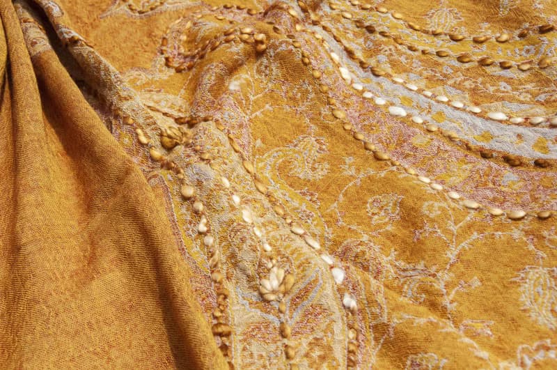 喀什米爾Cashmere/水煮羊毛披肩/針織圍巾/刺繡圍巾/羊絨披巾-花