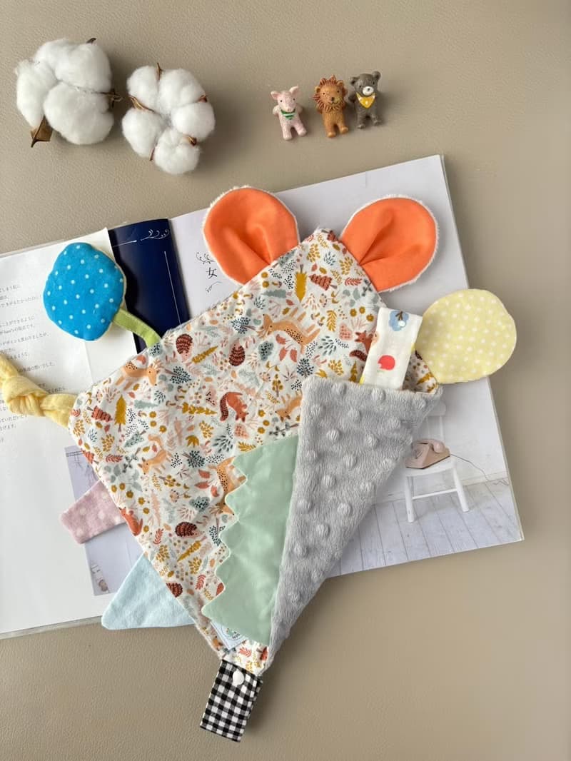 寶寶多功能安撫巾－橘色小鹿漫步   口水巾 新生禮