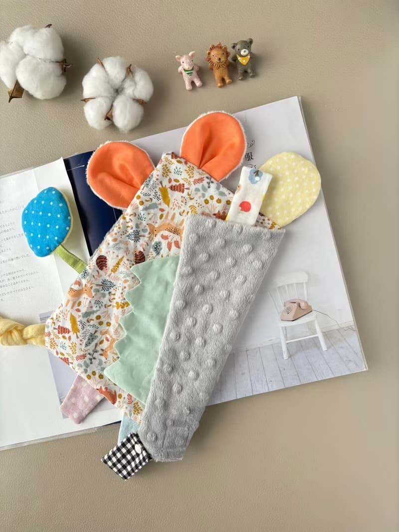 寶寶多功能安撫巾－橘色小鹿漫步   口水巾 新生禮