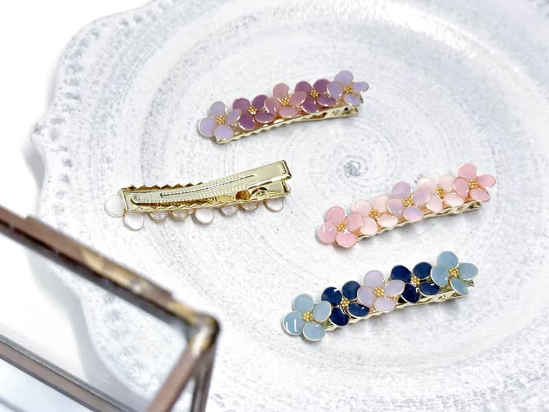 髮夾水晶花_圓花排髮夾(四色) _光點飾品