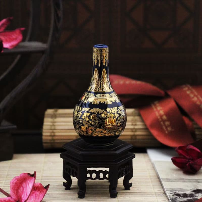 迷你瓷器-故宮洋彩金番花膽瓶