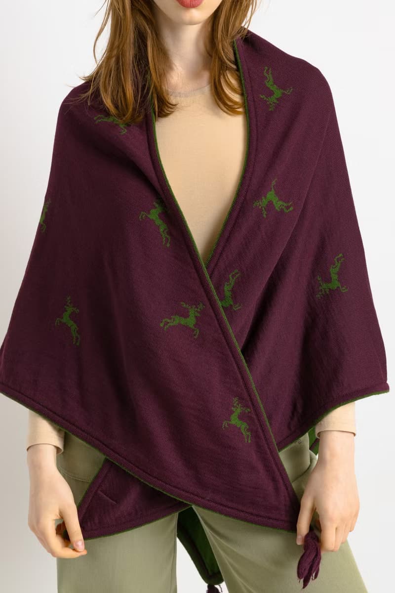 80s Vintage Woman Retro Baronesse von Grafenstein Wool Scarf 7487