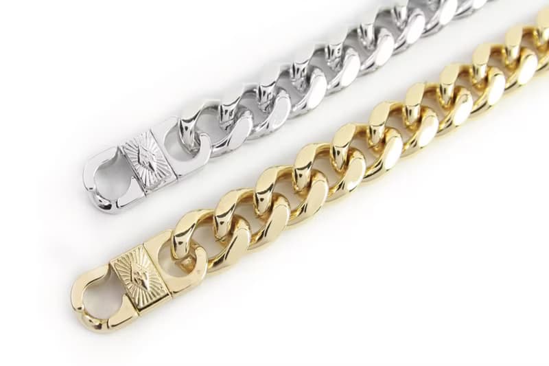 【METALIZE】"M" Tag Metal Bracelet 放射M字方牌雙色金屬手鍊(白金)