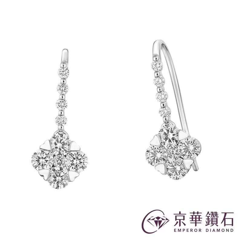 京華鑽石 鑽石耳環 18K金 共0.58克拉 蕾絲花耳環II