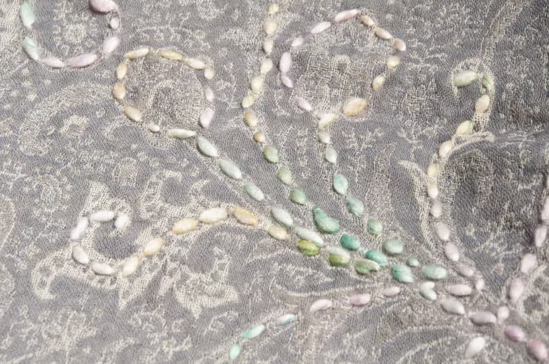 喀什米爾Cashmere/水煮羊毛披肩/針織圍巾/刺繡圍巾/羊絨披巾-花