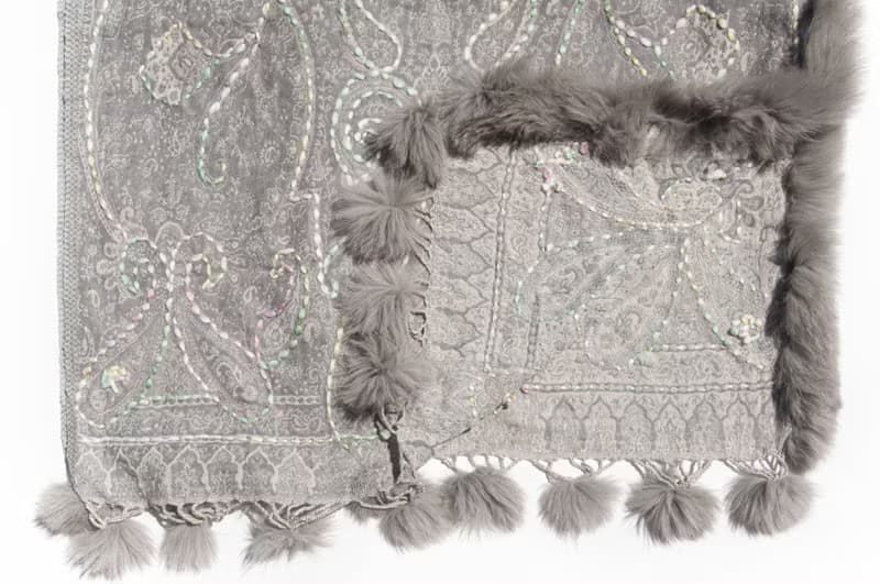 喀什米爾Cashmere/水煮羊毛披肩/針織圍巾/刺繡圍巾/羊絨披巾-花
