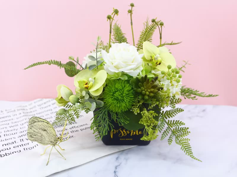 好好生活白玫瑰蝴蝶蘭香氛紙袋花禮/入厝禮/開幕/喬遷/送禮/植栽