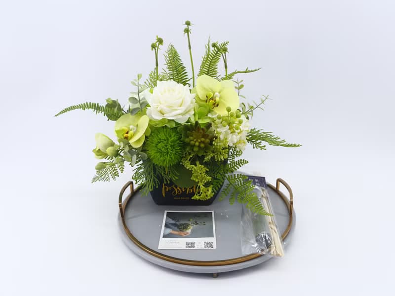 好好生活白玫瑰蝴蝶蘭香氛紙袋花禮/入厝禮/開幕/喬遷/送禮/植栽