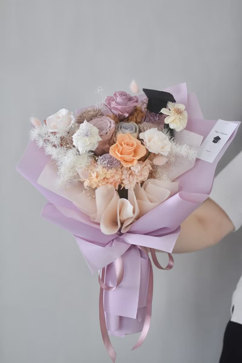 /畢業花束E款 紫色/畢業季 韓式花束 乾燥花 永生花 教師節 情人