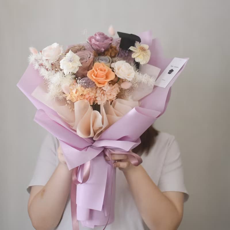 /畢業花束E款 紫色/畢業季 韓式花束 乾燥花 永生花 教師節 情人