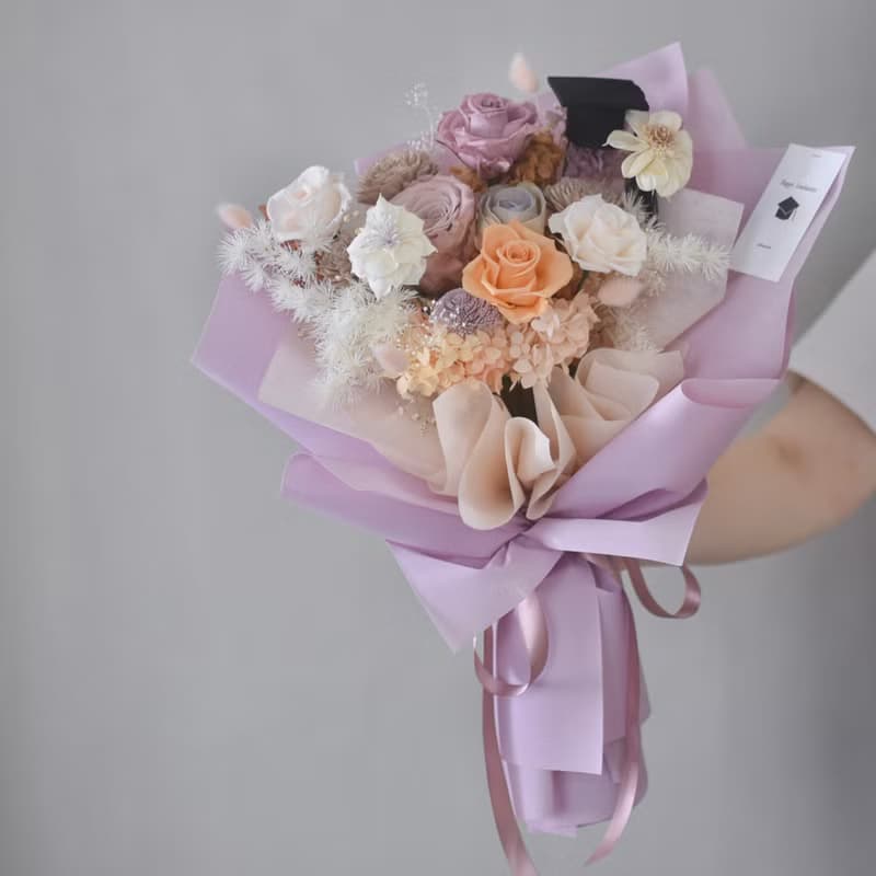 /畢業花束E款 紫色/畢業季 韓式花束 乾燥花 永生花 教師節 情人