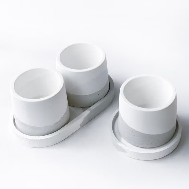 (現貨) 白灰漸層系列 | 黑舌 五重塔 圓形漸層水泥多肉植栽