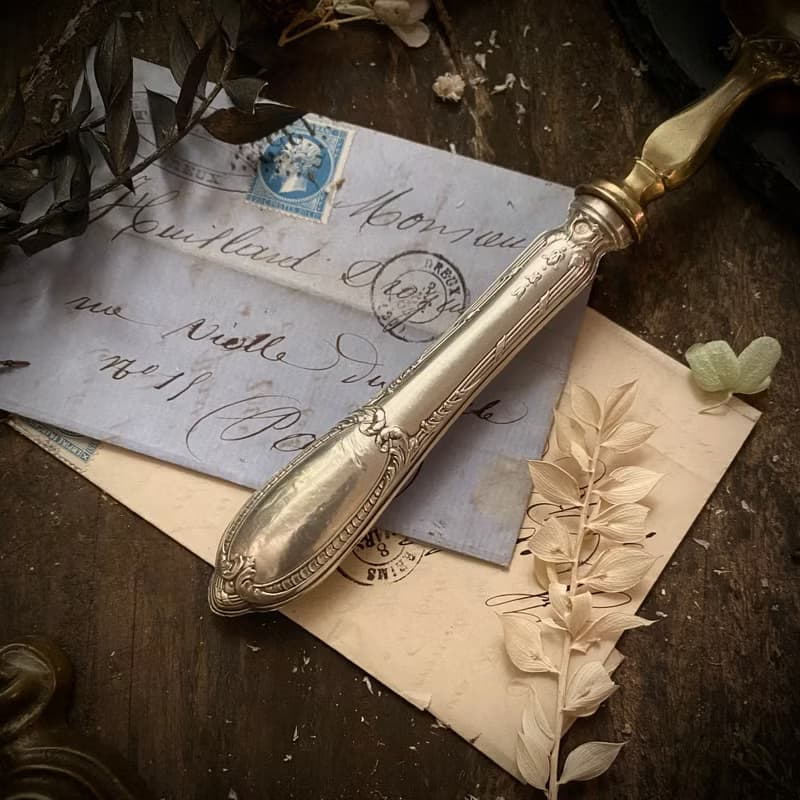 法國19世紀路易16風格純銀柄 黃銅碗面湯勺