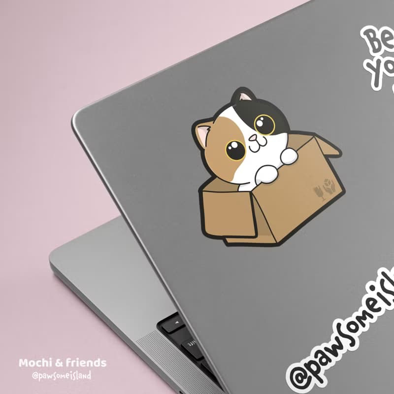 Meow in the box 防水貼紙 行李箱貼紙 電腦貼紙
