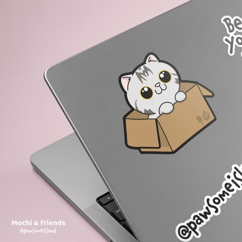 Meow in the box 防水貼紙 行李箱貼紙 電腦貼紙