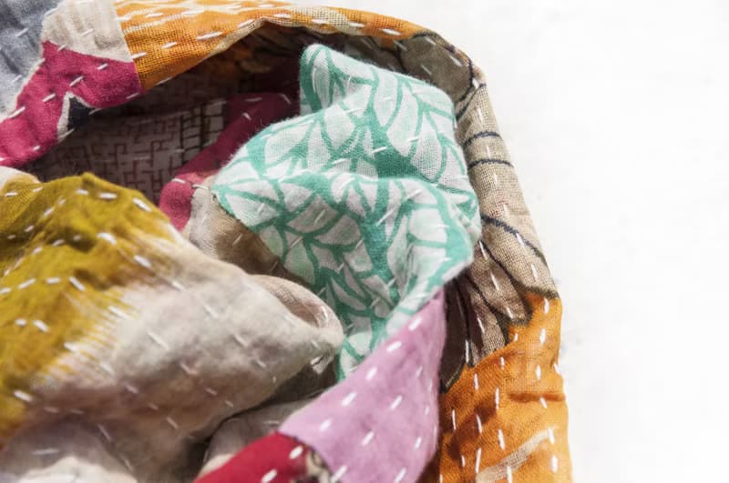 手縫紗麗布拼接絲巾/刺繡絲巾/刺繡圍巾/手縫紗麗線絲巾-英式花