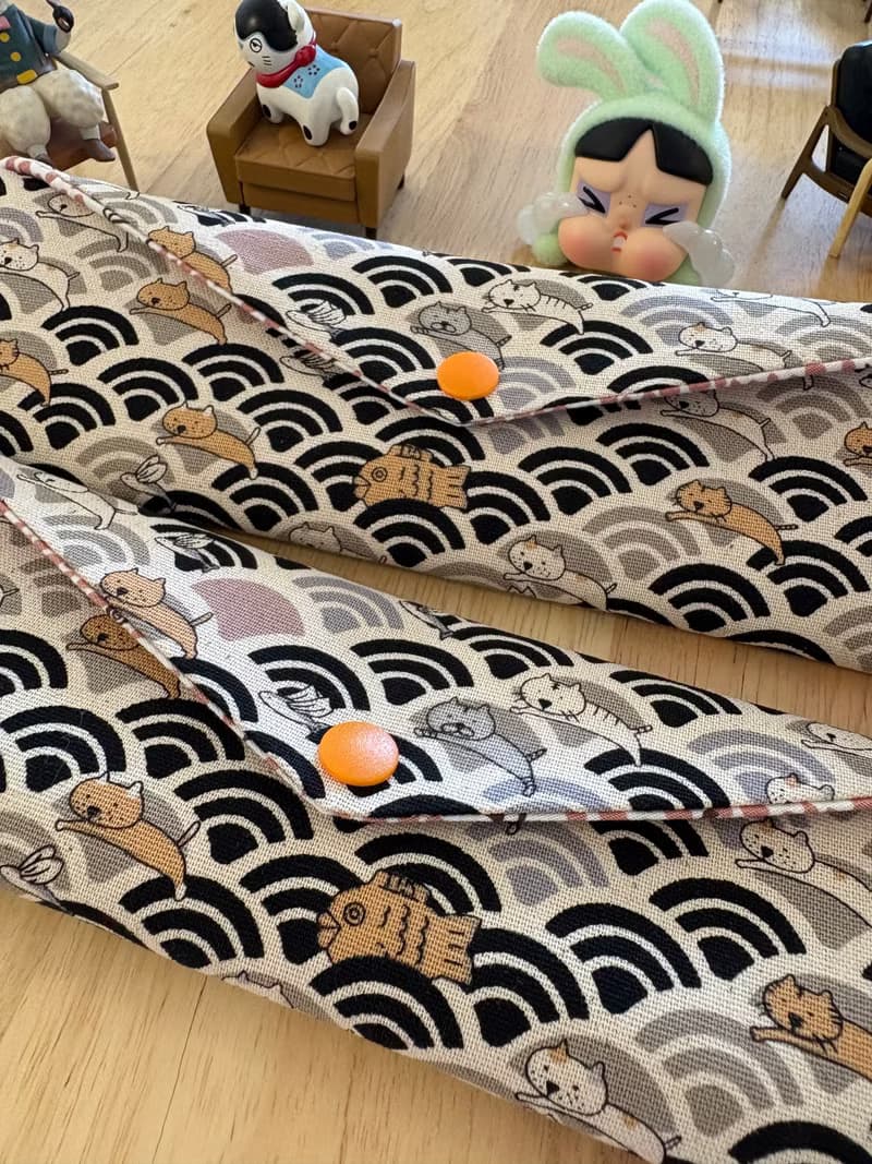 文青風環保純棉筷袋 喵喵樂悠遊 原胚咖啡 日本 潮物 收納 手作餐