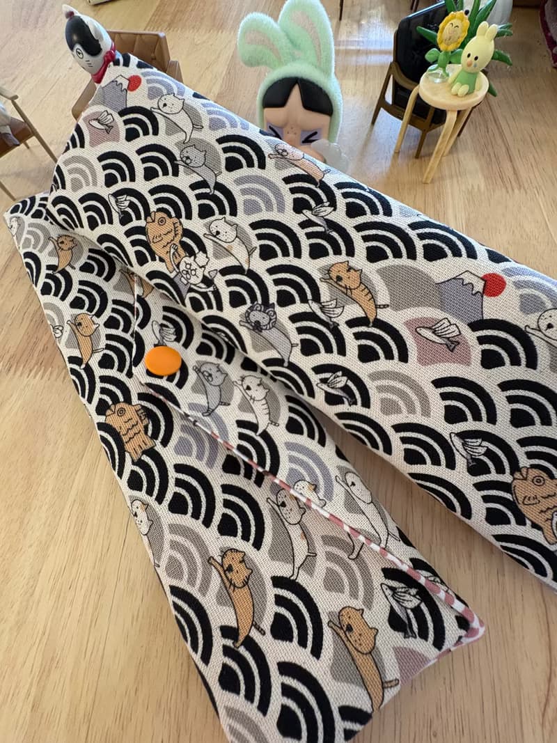 文青風環保純棉筷袋 喵喵樂悠遊 原胚咖啡 日本 潮物 收納 手作餐