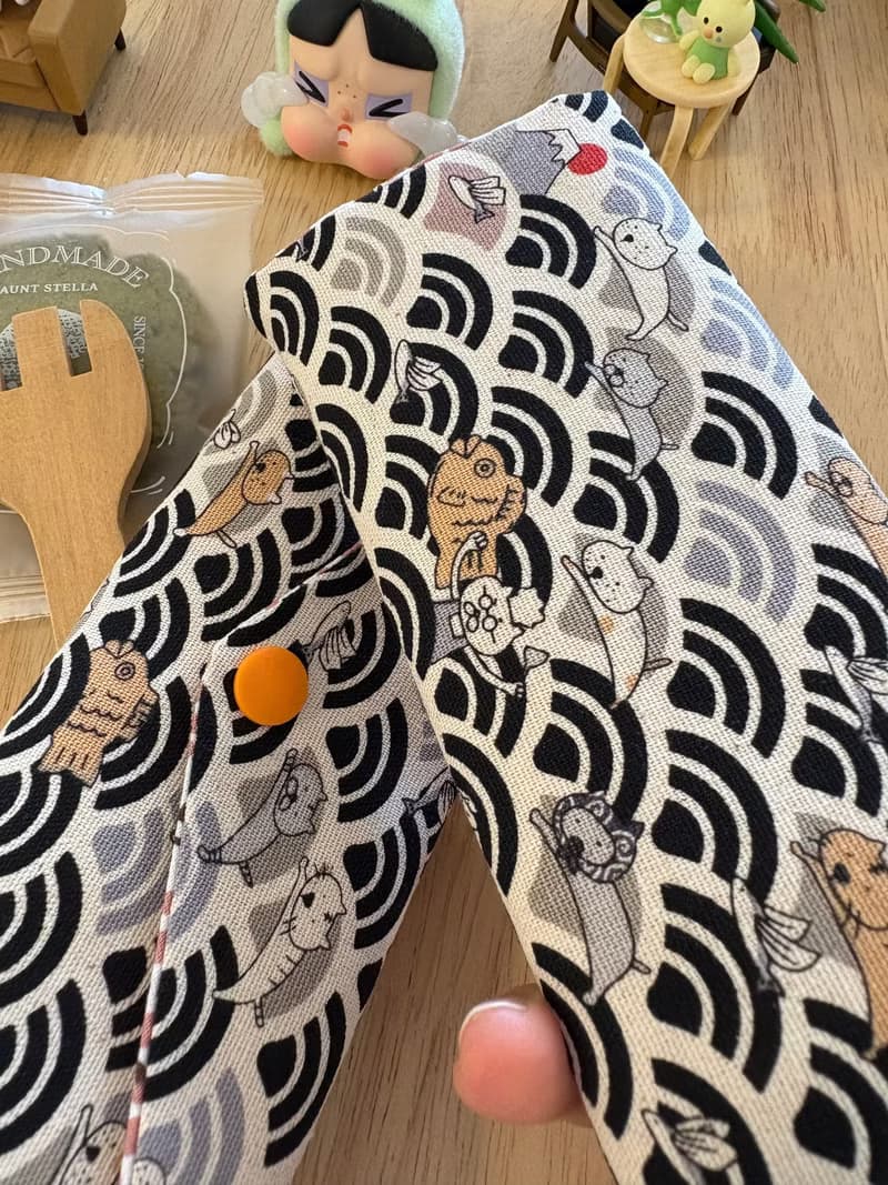 文青風環保純棉筷袋 喵喵樂悠遊 原胚咖啡 日本 潮物 收納 手作餐